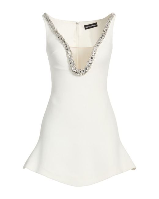 David Koma White Mini Dress Viscose, Acetate, Elastane