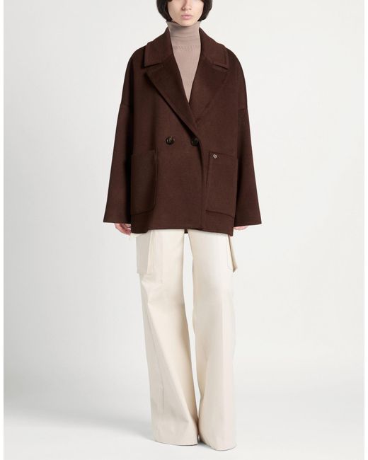 Please Brown Coat Polyester, Viscose, Elastane