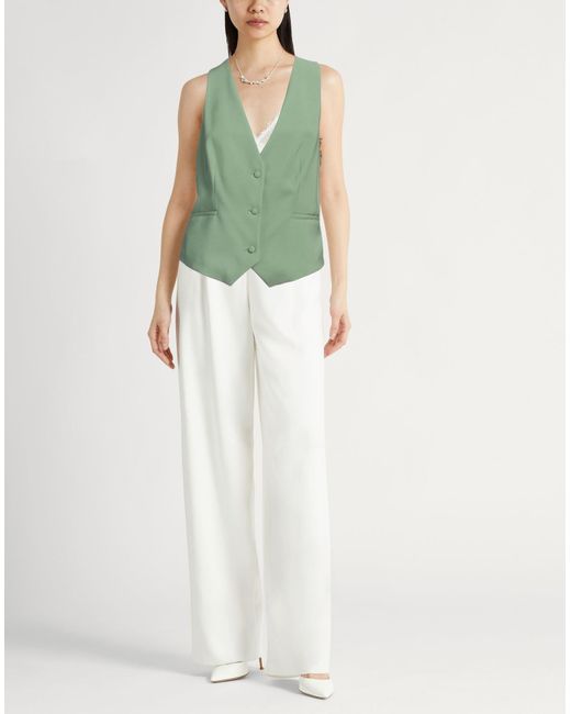 FEDERICA TOSI Green Tailored Vest Viscose, Polyester