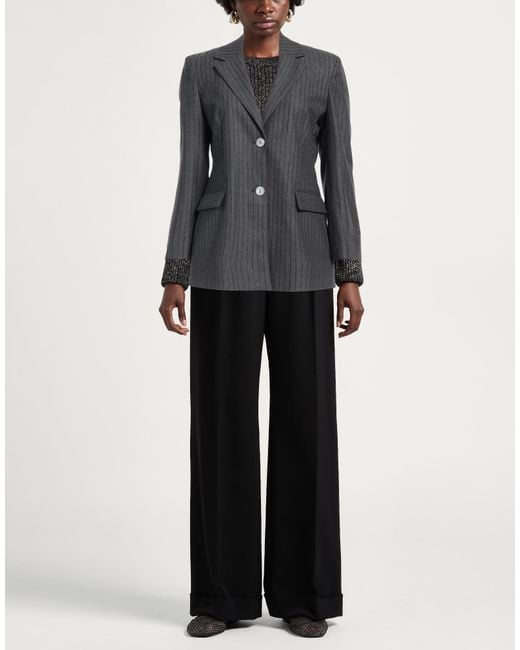 Fedeli Black Charcoal Blazer Virgin Wool, Polyamide, Polyester