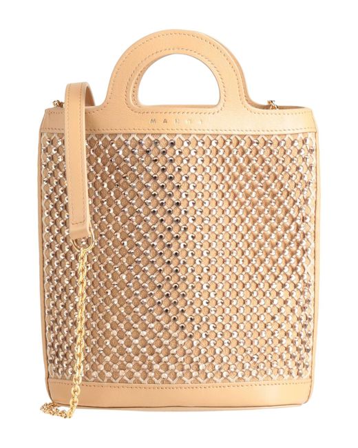 Marni Natural Cross-Body Bag Leather, Textile Fibers