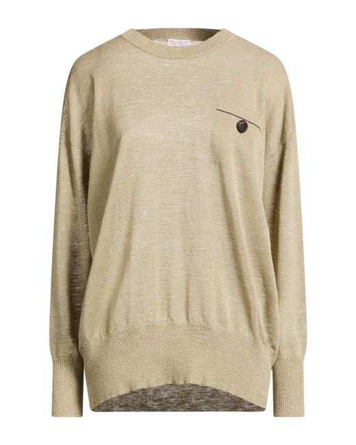 Brunello Cucinelli Natural Sweater Linen, Polyester, Metallic Fiber, Polyamide, Ecobrass