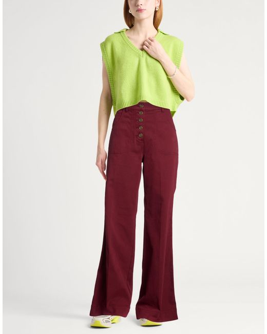 Etro Red Brick Pants Cotton, Elastane