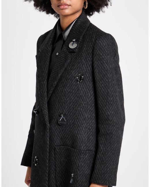 Shirtaporter Black Coat Wool, Polyamide, Polyester