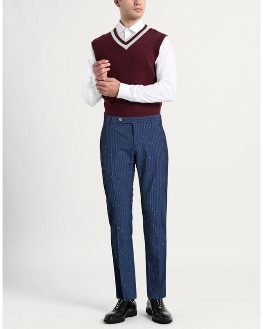 Entre Amis Blue Pants Polyester, Virgin Wool, Elastane for men