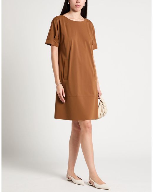 Max Mara Brown Midi Dress Polyamide, Elastane