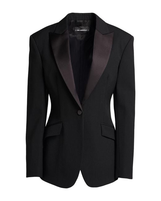 Karl Lagerfeld Black Blazer Polyester, Wool, Elastane