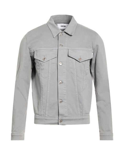 Grifoni Gray Denim Outerwear Cotton, Elastane for men