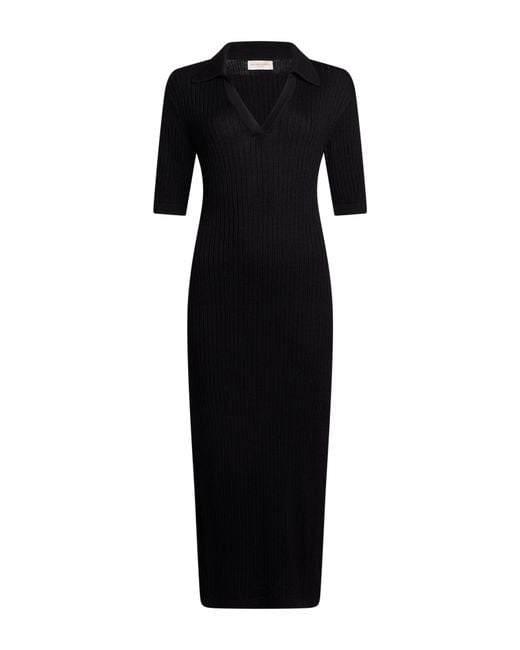 Officine Generale Black Midi Dress Merino Wool