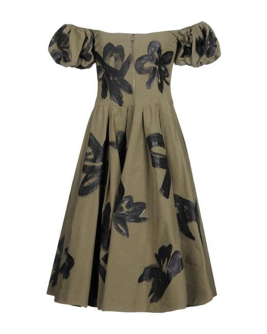 Moschino Green Military Midi Dress Cotton, Polyamide, Viscose