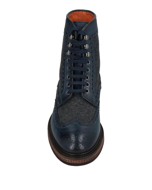 Santoni Blue Ankle Boots Leather, Textile Fibers for men