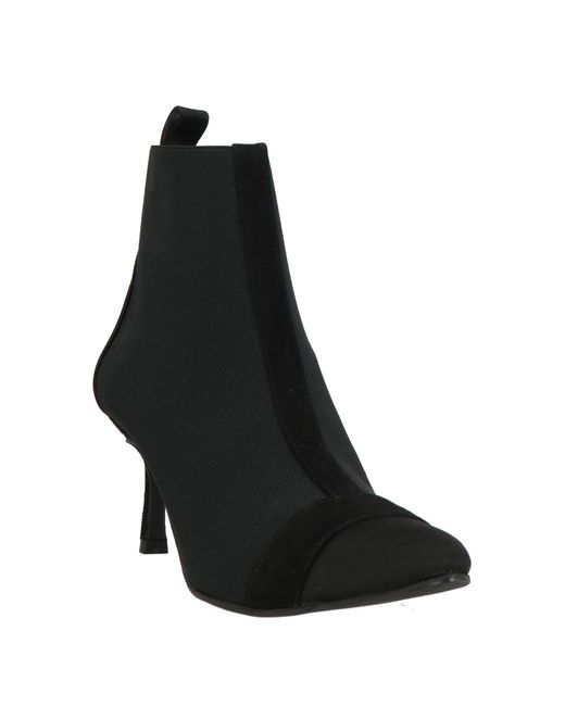 KARIDA Black Ankle Boots Leather, Textile Fibers