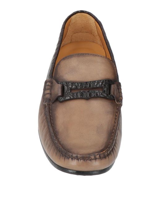 Testoni Brown Camel Loafers Leather for men