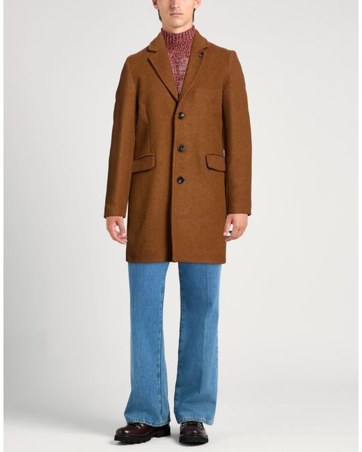 Fred Mello Brown Coat Wool, Polyester, Polyamide for men
