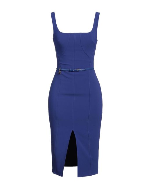 Elisabetta Franchi Blue Midi Dress Polyester, Elastane