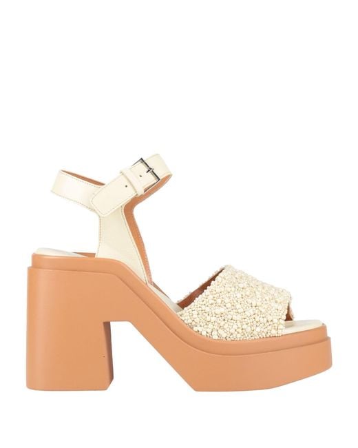 Robert Clergerie Natural Ivory Sandals Textile Fibers, Leather