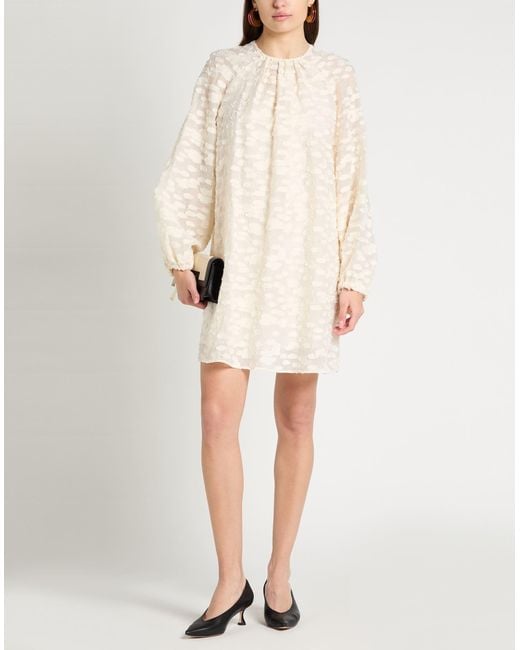 Alysi White Chocolat Cream Mini Dress Cotton, Polyamide, Acrylic