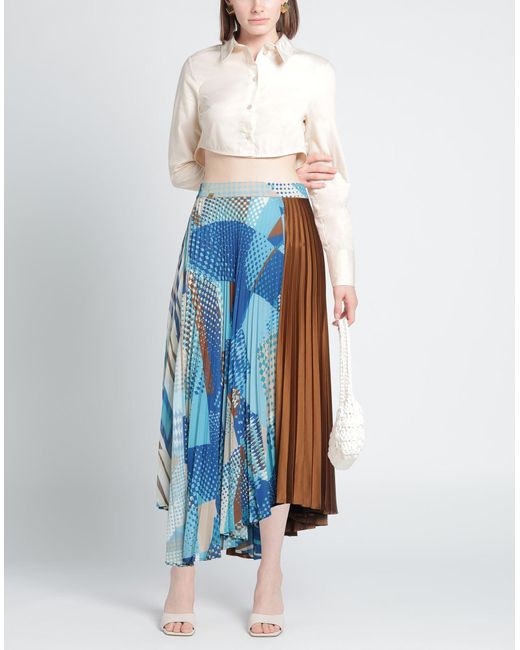 Manila Grace Blue Midi Skirt