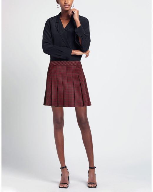SIMONA CORSELLINI Red Mini Skirt Viscose, Polyester, Elastane