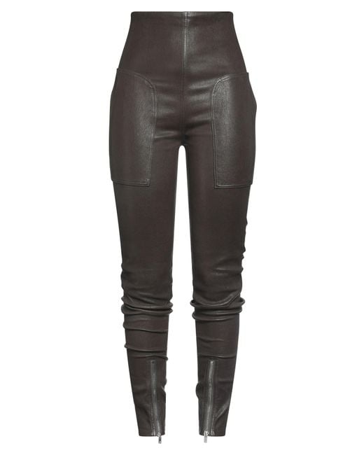 Rick Owens Gray Pants Lambskin, Cotton, Lycra
