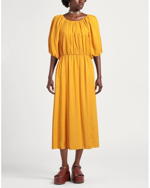 Ballantyne Yellow Maxi Dress Linen, Viscose
