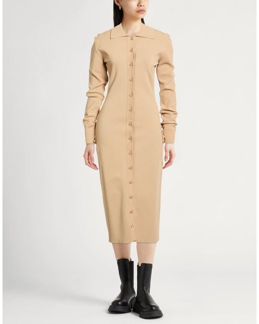 Tod's Natural Sand Midi Dress Viscose, Polyester
