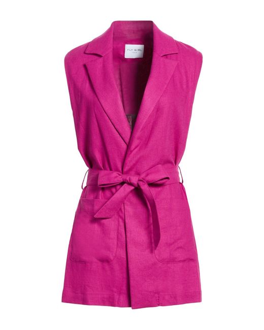 Fly Girl Purple Fuchsia Blazer Linen, Viscose