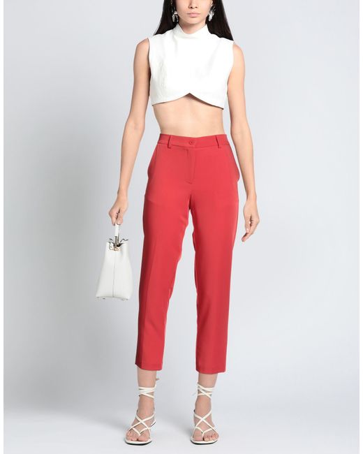 SKILLS & GENES Red Pants Polyester, Elastane