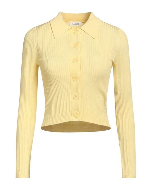 Sandro Yellow Ribbed-knit Cardigan
