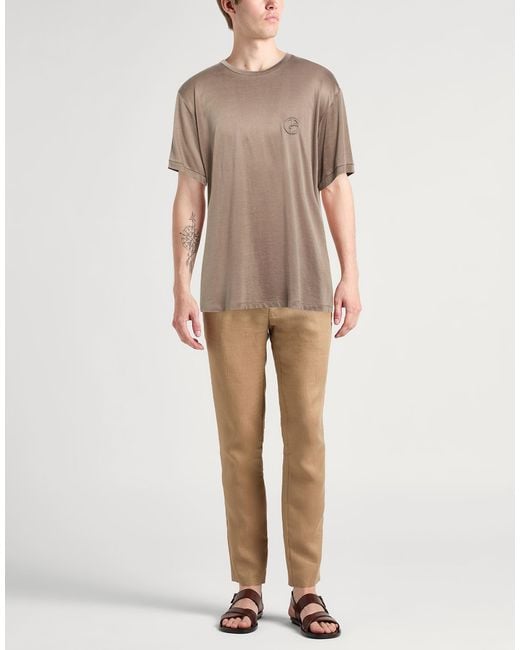 Giorgio Armani Gray Taupe T-Shirt Cupro, Cotton for men