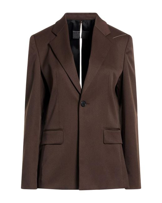 MM6 by Maison Margiela Brown Blazer Polyester, Virgin Wool, Elastane