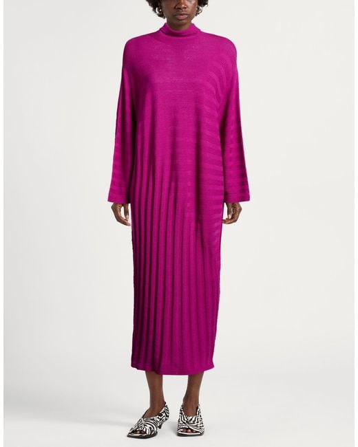 Marina Rinaldi Pink Mauve Midi Dress Virgin Wool
