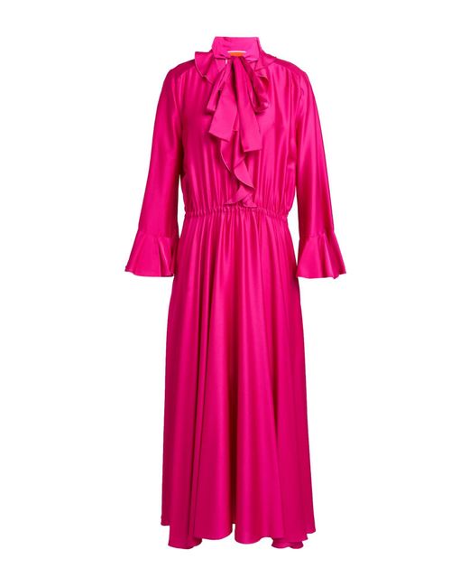 LaDoubleJ Pink Fuchsia Midi Dress Polyester, Elastane