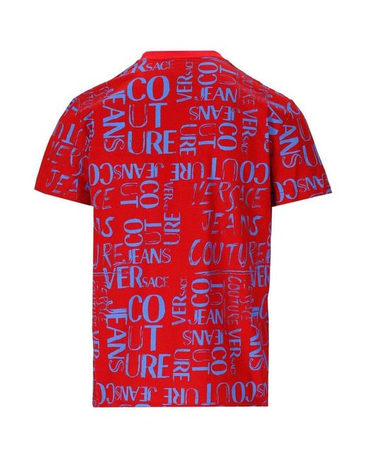 T-shirt doodle logo rossa di Versace in Red da Uomo