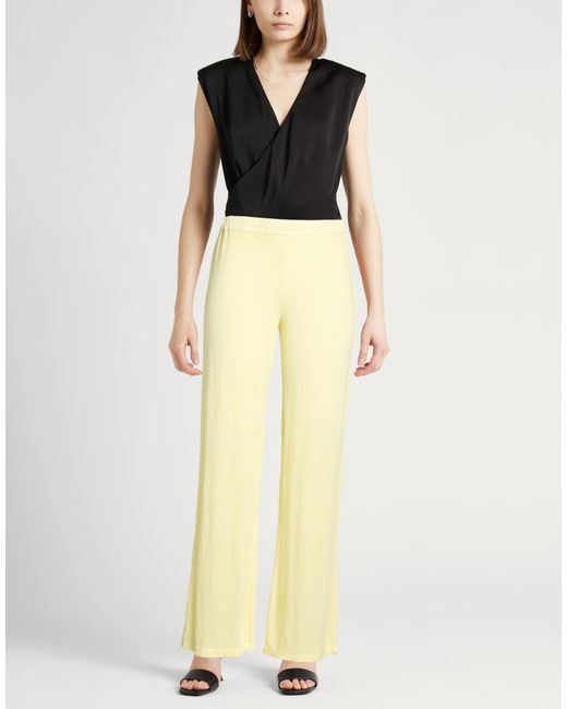 120% Lino Yellow Pants Linen, Elastane