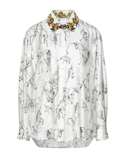 Burberry Silk Shirt in White | Lyst 