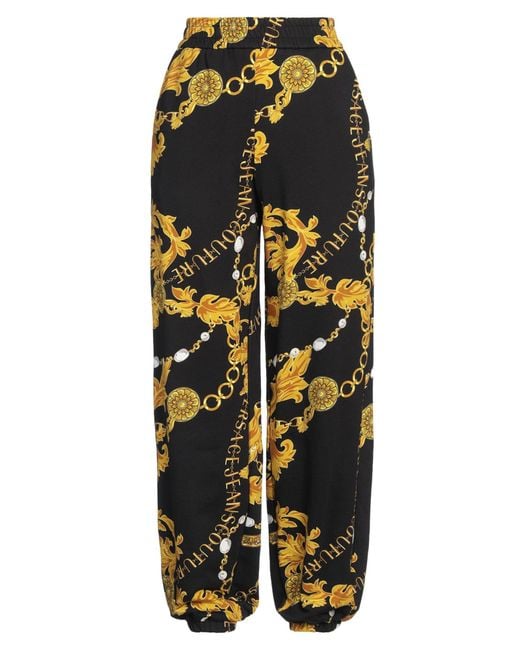 Versace Jeans Couture Black Logo Printed Cotton Track Pants