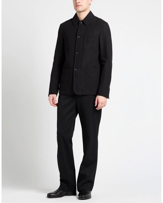 Montedoro Black Charcoal Jacket Linen, Virgin Wool for men
