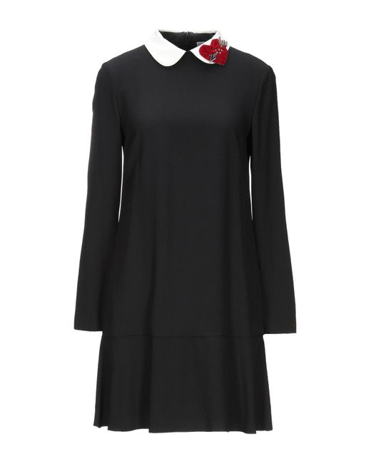 RED Valentino Black Mini Dress Acetate, Viscose, Polyester, Cotton, Polyamide