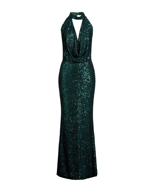 Fracomina Green Maxi Dress Polyester, Elastane