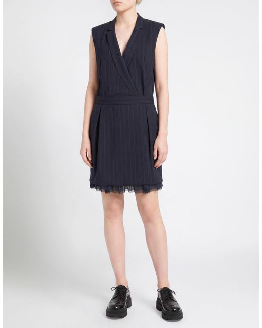 Pinko Blue Mini Dress Polyester, Wool, Elastane