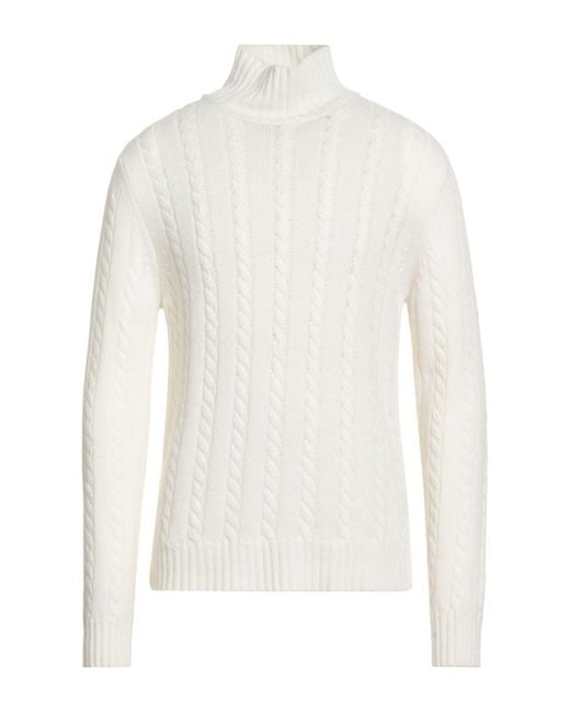 Alpha Studio White Turtleneck Recycled Wool, Viscose, Polyamide, Recycled Cashmere for men