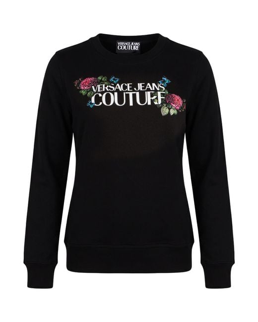 Versace Jeans Couture Black Sweatshirt Cotton, Elastane