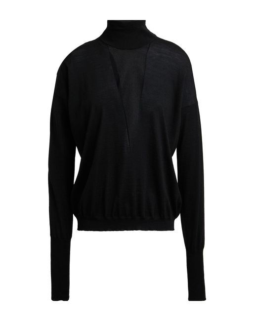 Roberto Collina Black Turtleneck Merino Wool, Polyester