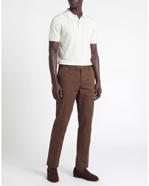 PT Torino Brown Pants Cotton, Elastane for men