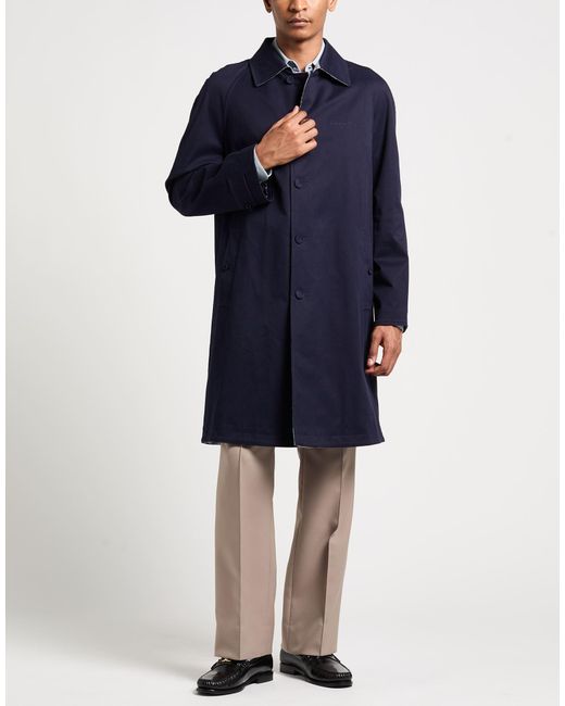 Dior Blue Overcoat & Trench Coat Cotton, Elastane for men