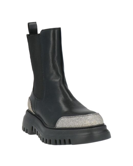 Tosca Blu Black Ankle Boots Leather, Textile Fibers