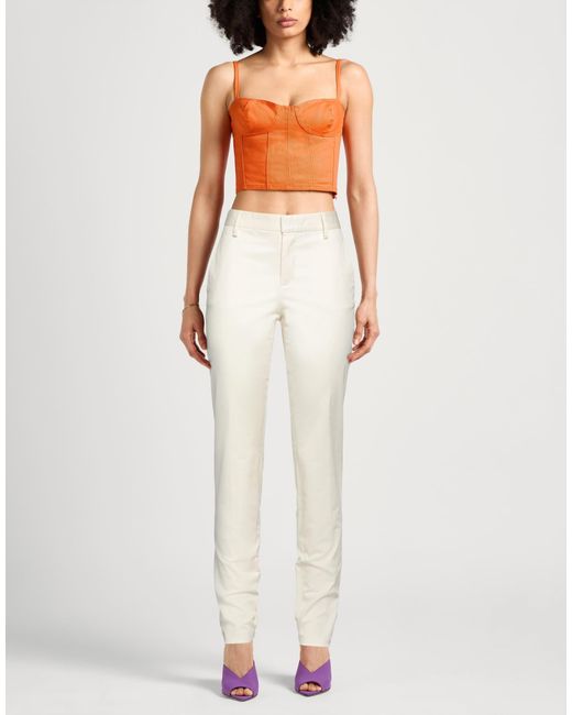 DSquared² White Cream Pants Cotton, Elastane