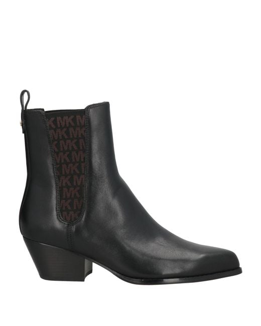 MICHAEL Michael Kors Black Ankle Boots Leather, Textile Fibers