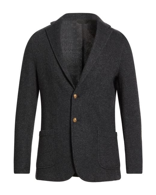 Paoloni Black Charcoal Blazer Wool, Polyamide for men